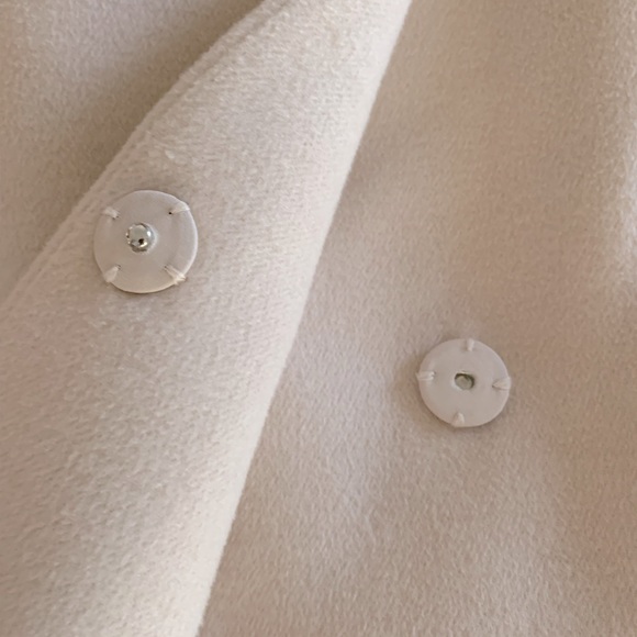 H&M cream blush coat with tie belt covered snap closure notched lapel size M - Picture 5 of 13